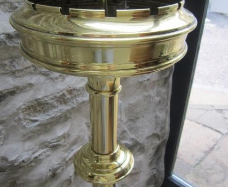 Large Victorian Brass Floor Standing Church Candlestick - Image 3