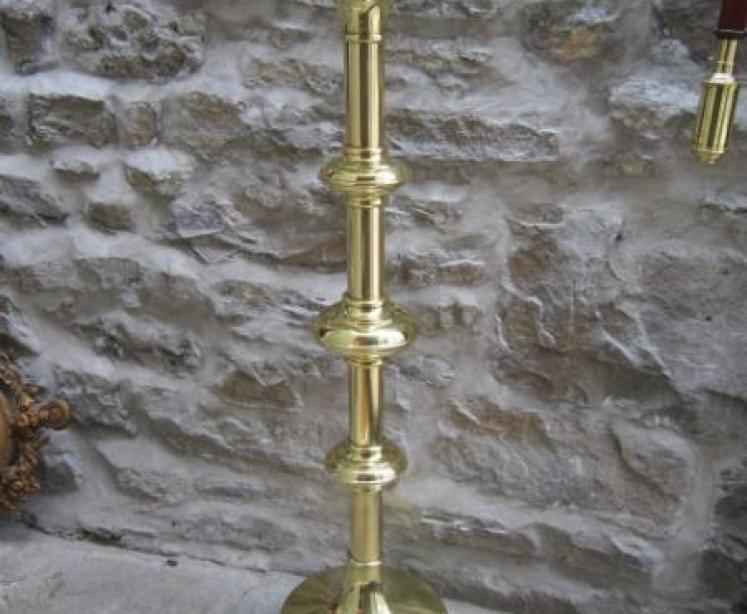 Large Victorian Brass Floor Standing Church Candlestick - Image 5