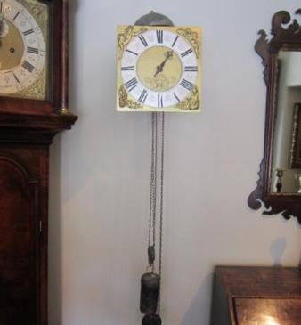 George II Period Brass & Silvered Hook & Spike Clock