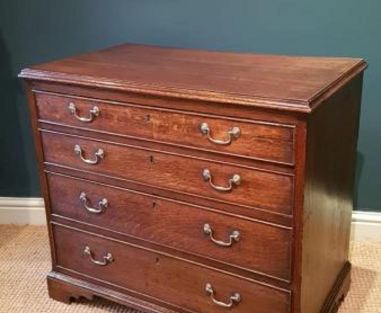 Small George III Period Oak Country House Chest - Image 6