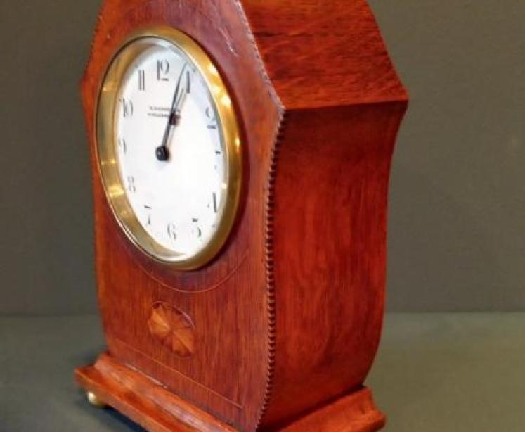 Antique Sheraton Inlaid Middlesborough Mantel Clock - Image 7