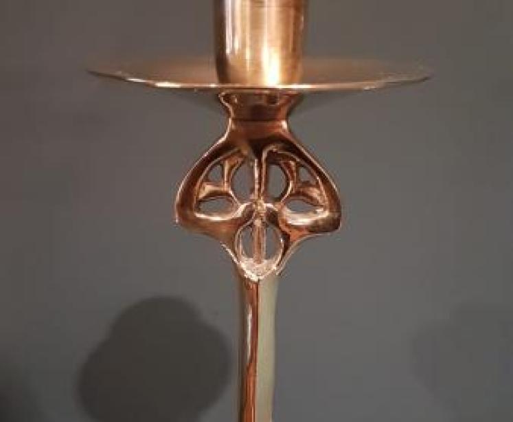 Pair of Solid Brass Art Nouveau Candlesticks - Image 3
