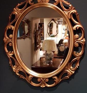 Antique Timber Gilt Oval Mirror