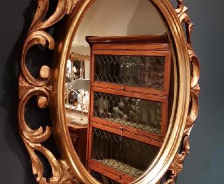 Antique Timber Gilt Oval Mirror - Image 2