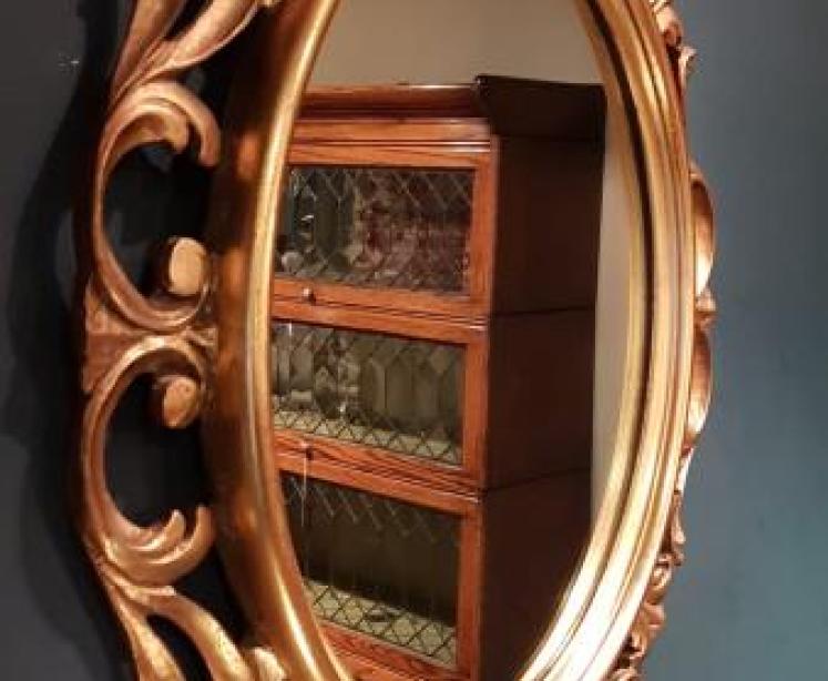 Antique Timber Gilt Oval Mirror - Image 6