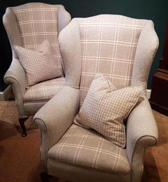 Matching Pair of Edwardian Wing Back Arm Chairs