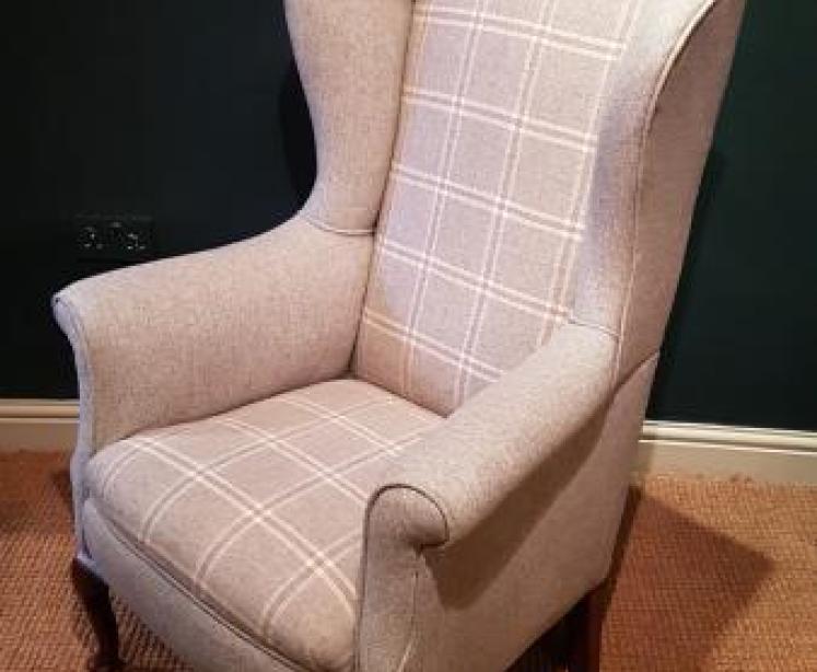 Matching Pair of Edwardian Wing Back Arm Chairs - Image 3