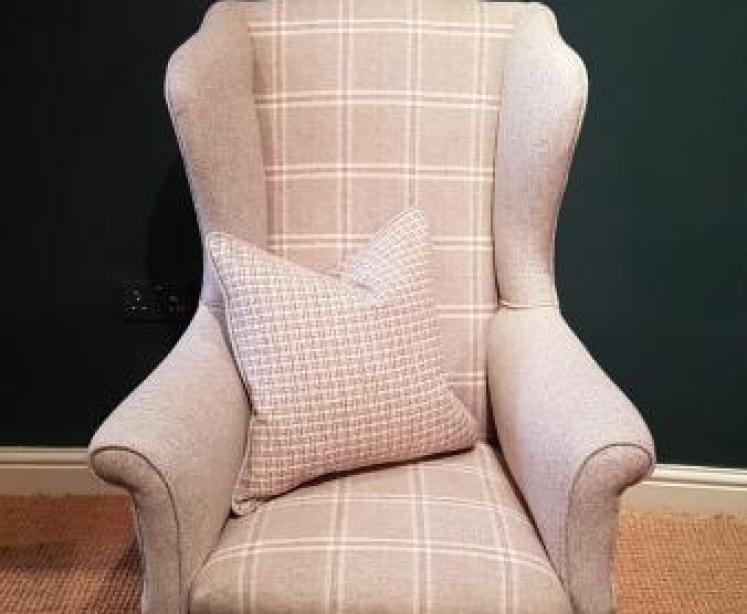 Matching Pair of Edwardian Wing Back Arm Chairs - Image 4