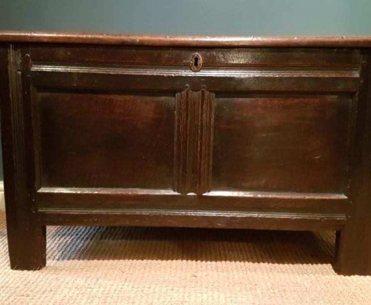 Period Oak Two Panel Coffer - Image 3