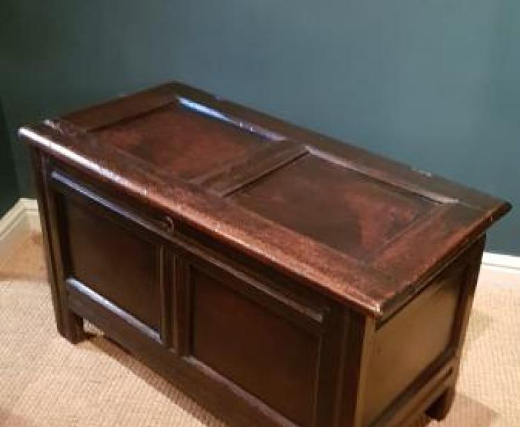 Period Oak Two Panel Coffer - Image 4