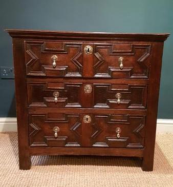 Small Period Oak Geometric Moulded Chest