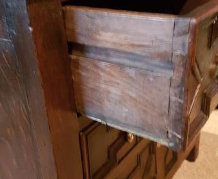 Small Period Oak Geometric Moulded Chest - Image 6