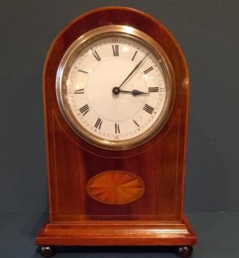 Antique Sheraton Inlaid Arched Top Mantel Clock