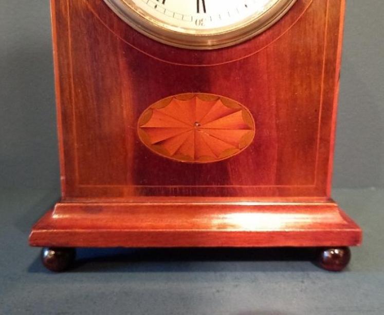 Antique Sheraton Inlaid Arched Top Mantel Clock - Image 2