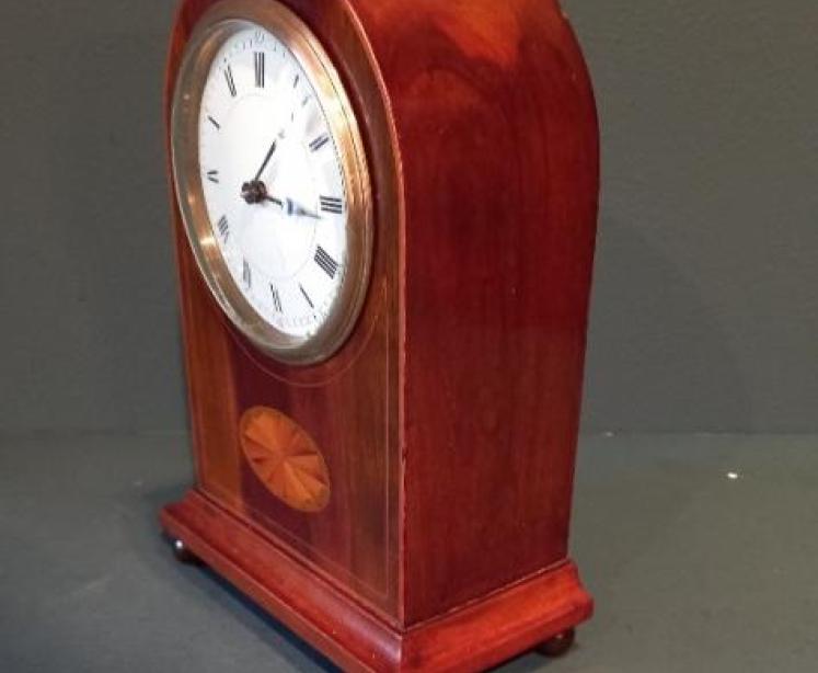 Antique Sheraton Inlaid Arched Top Mantel Clock - Image 6