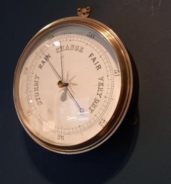 Large Antique Steel & Brass Ship's Marine Barometer