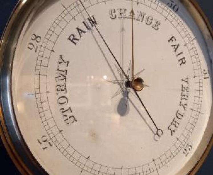 Large Antique Steel & Brass Ship's Marine Barometer - Image 4