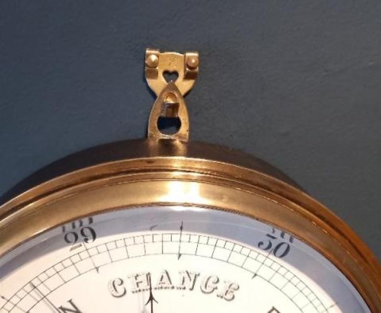 Large Antique Steel & Brass Ship's Marine Barometer - Image 5