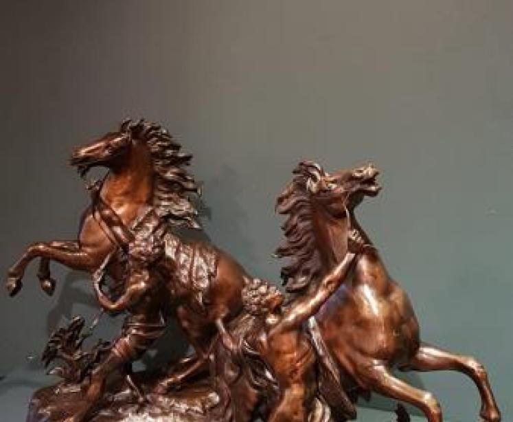 Superb Pair of C.19th Bronze Marley Horses - Image 1