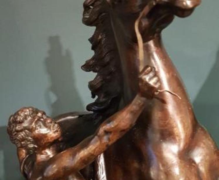 Superb Pair of C.19th Bronze Marley Horses - Image 3