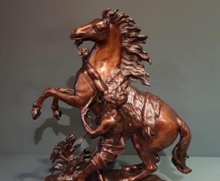 Superb Pair of C.19th Bronze Marley Horses - Image 7