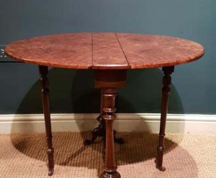 Quality Victorian Burr Walnut Sutherland Table - Image 4