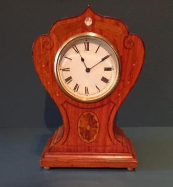 Antique Mahogany & Satinwood Sheraton Inlaid Mantel Clock