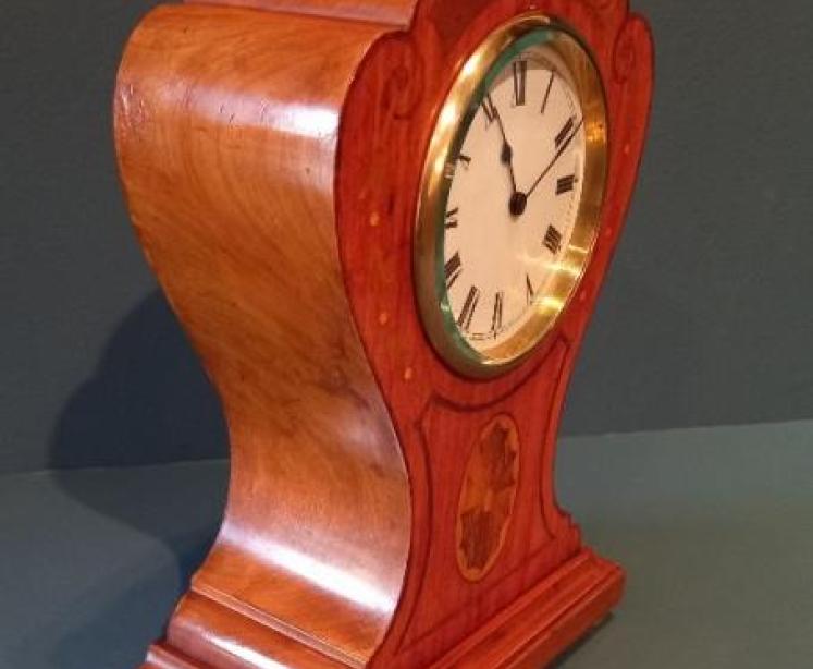 Antique Mahogany & Satinwood Sheraton Inlaid Mantel Clock - Image 6