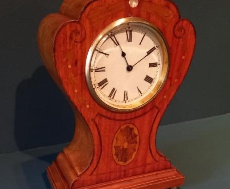 Antique Mahogany & Satinwood Sheraton Inlaid Mantel Clock - Image 7