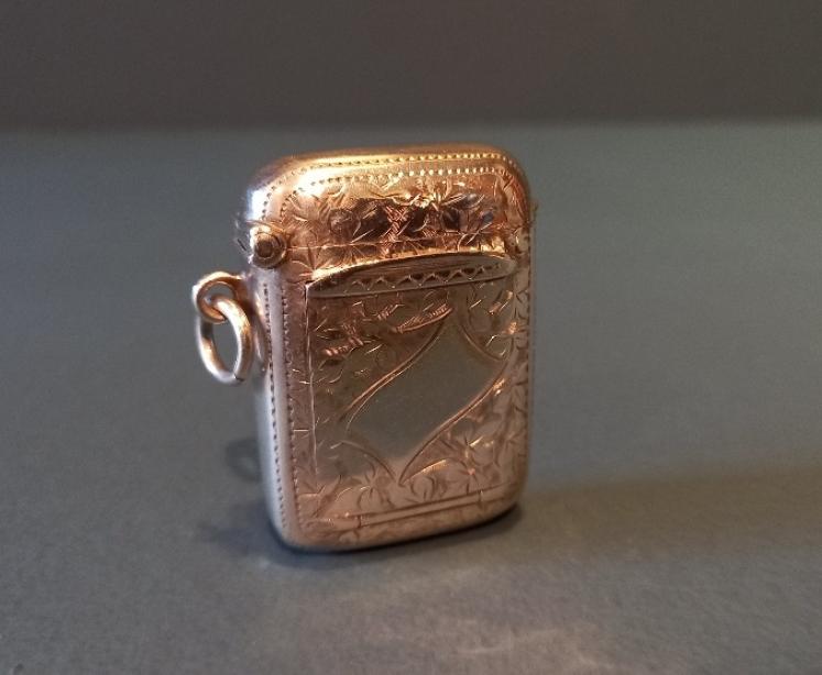 Edwardian Silver Engraved Stamp & Vesta Case - Image 3