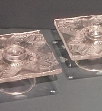 Pair of Lalique Chantily Pattern Candlesticks