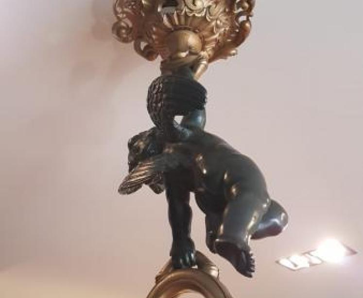 Superb Large Bronze and Ormalu Pendant Light - Image 7