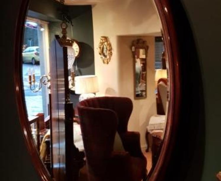 Large Victorian Mahogany Circular Mirror - Image 2