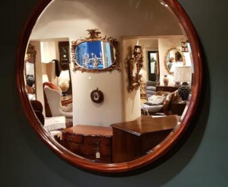 Large Victorian Mahogany Circular Mirror - Image 5