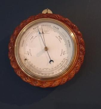 Mid Victorian Polished Oak Ship's Barometer