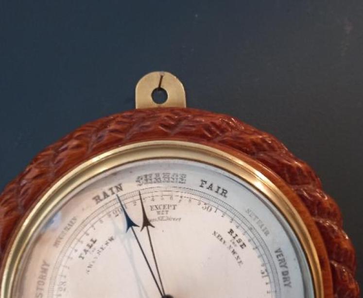 Mid Victorian Polished Oak Ship's Barometer - Image 5