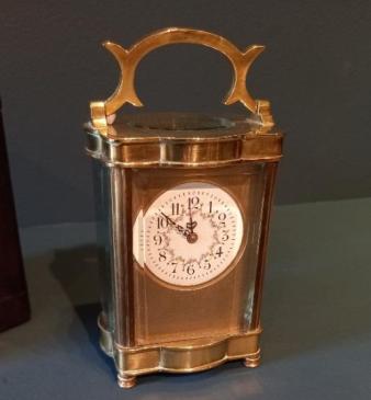 Fine Antique Serpentine Shaped Carriage Clock in Case