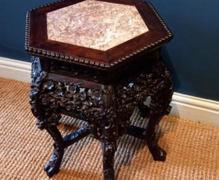 Antique Oriental Rosewood Jardiniere Stand - Image 1