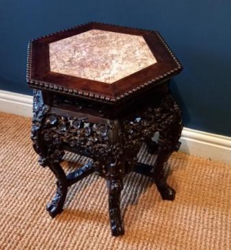Antique Oriental Rosewood Jardiniere Stand