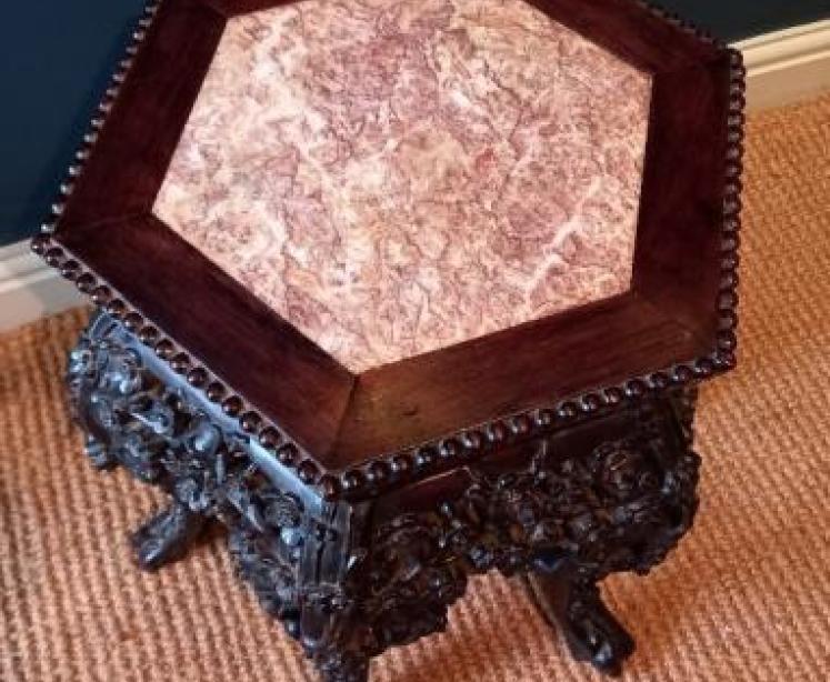 Antique Oriental Rosewood Jardiniere Stand - Image 2