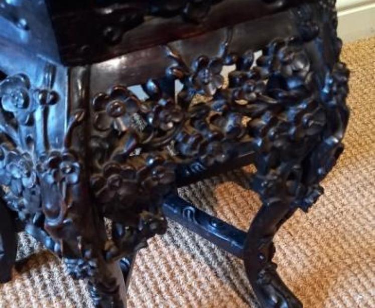 Antique Oriental Rosewood Jardiniere Stand - Image 3