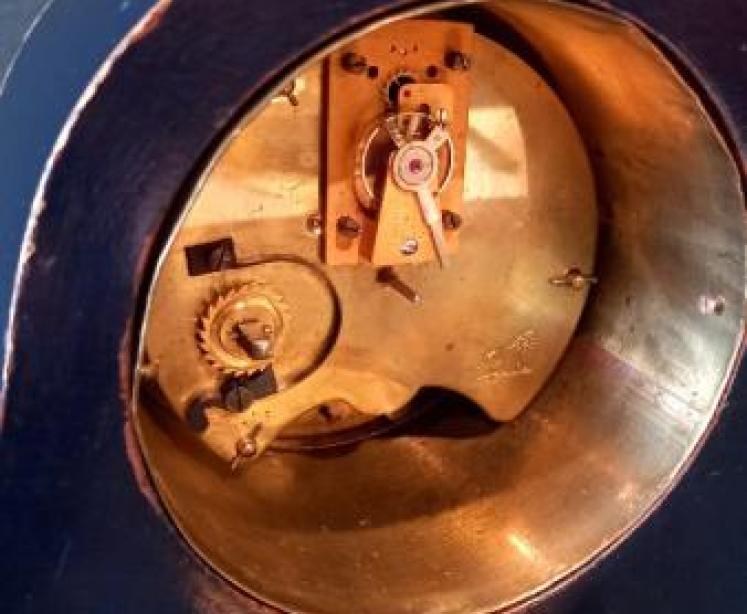 Antique Chinoiserie Blue Lacquered Mantel Clock - Image 5