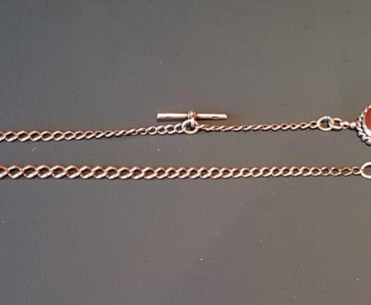 Victorian Silver Watch Chain and Fob - Image 1