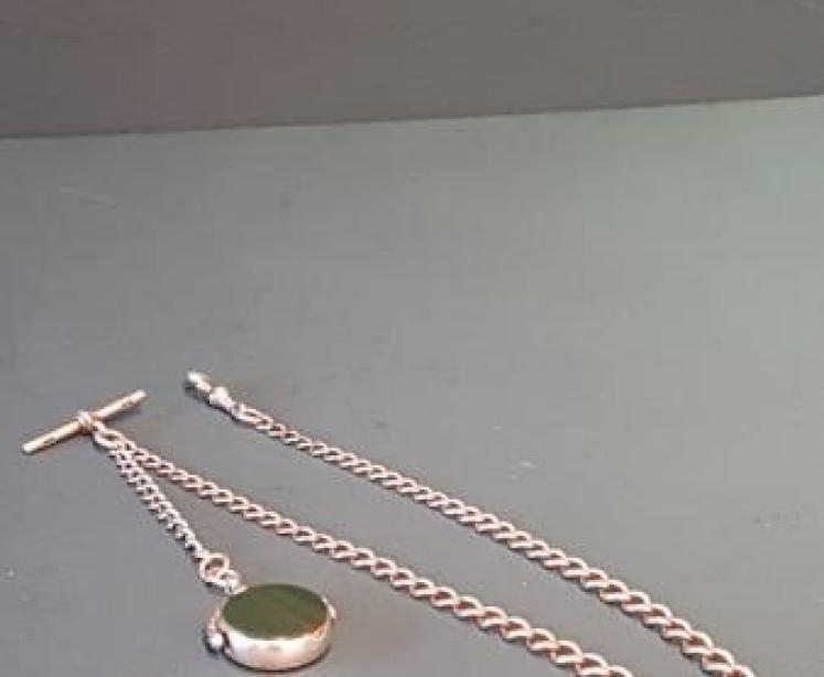 Victorian Silver Watch Chain and Fob - Image 2