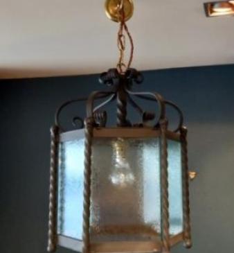 Wrought Iron Hexagonal Hanging Lantern