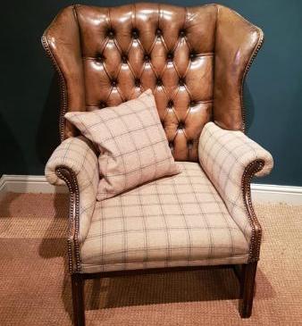 Edwardian Leather Wing Back Arm Chair
