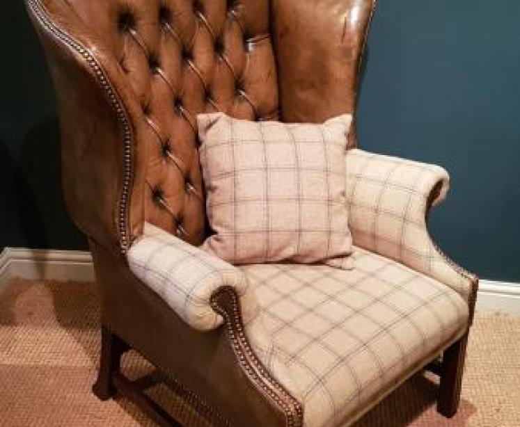 Edwardian Leather Wing Back Arm Chair - Image 2