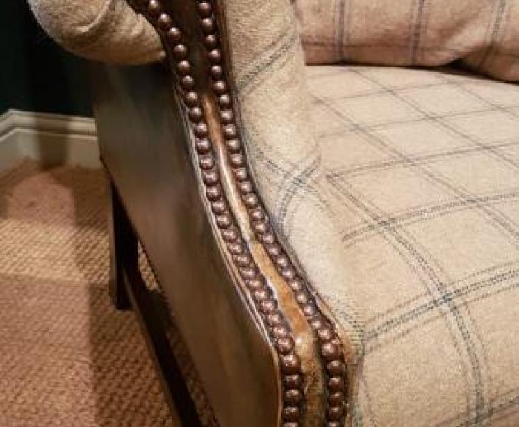 Edwardian Leather Wing Back Arm Chair - Image 5