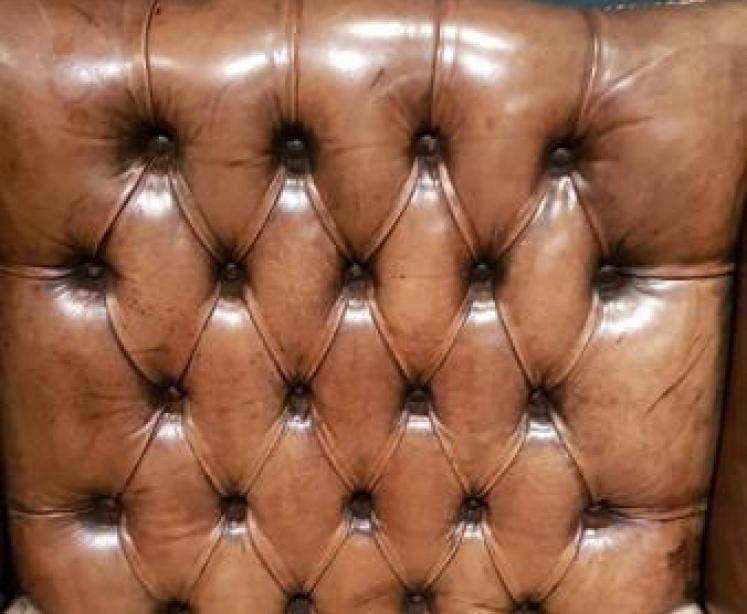 Edwardian Leather Wing Back Arm Chair - Image 6