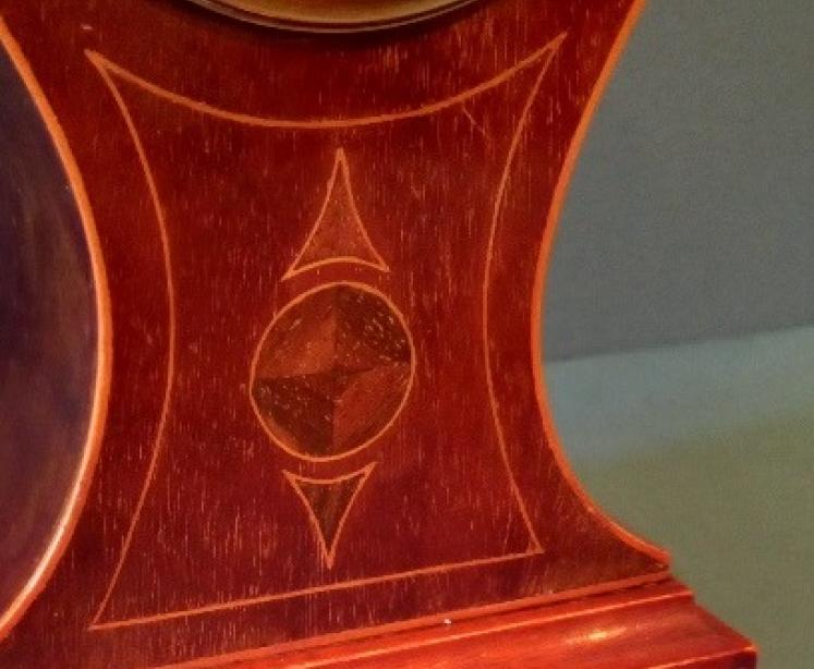 Late Victorian Sheraton Inlaid Balloon Shaped Mantel Clock - Image 3